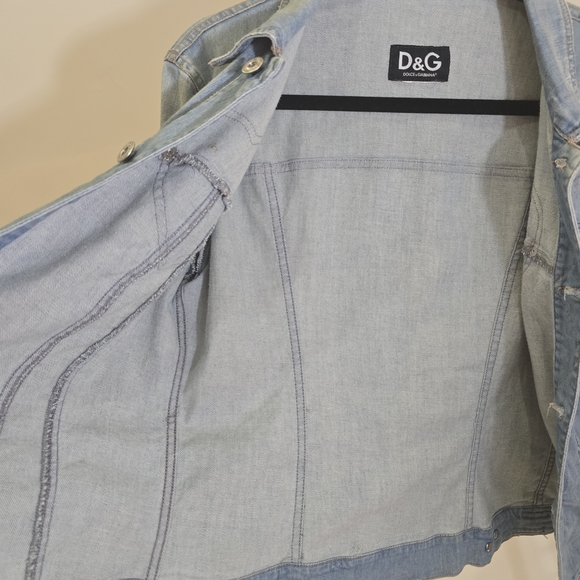 D&G Women's Light Blue Denim Jacket Dolce Gabbana Large Hearts 10 Y2K - Picture 7 of 16